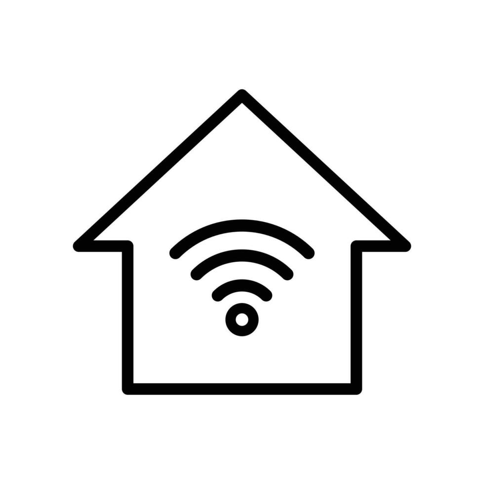 Home wifi network, internet connection, smart home icon in line style design isolated on white background. Editable stroke. vector