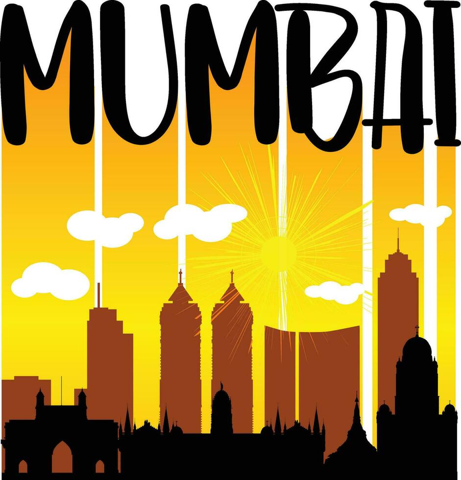 Mumbai building silhouette vector