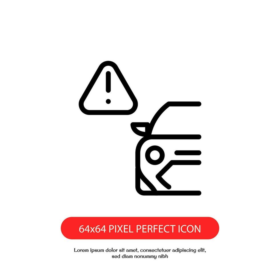 car alert outline icon pixel perfect good for web and mobile vector