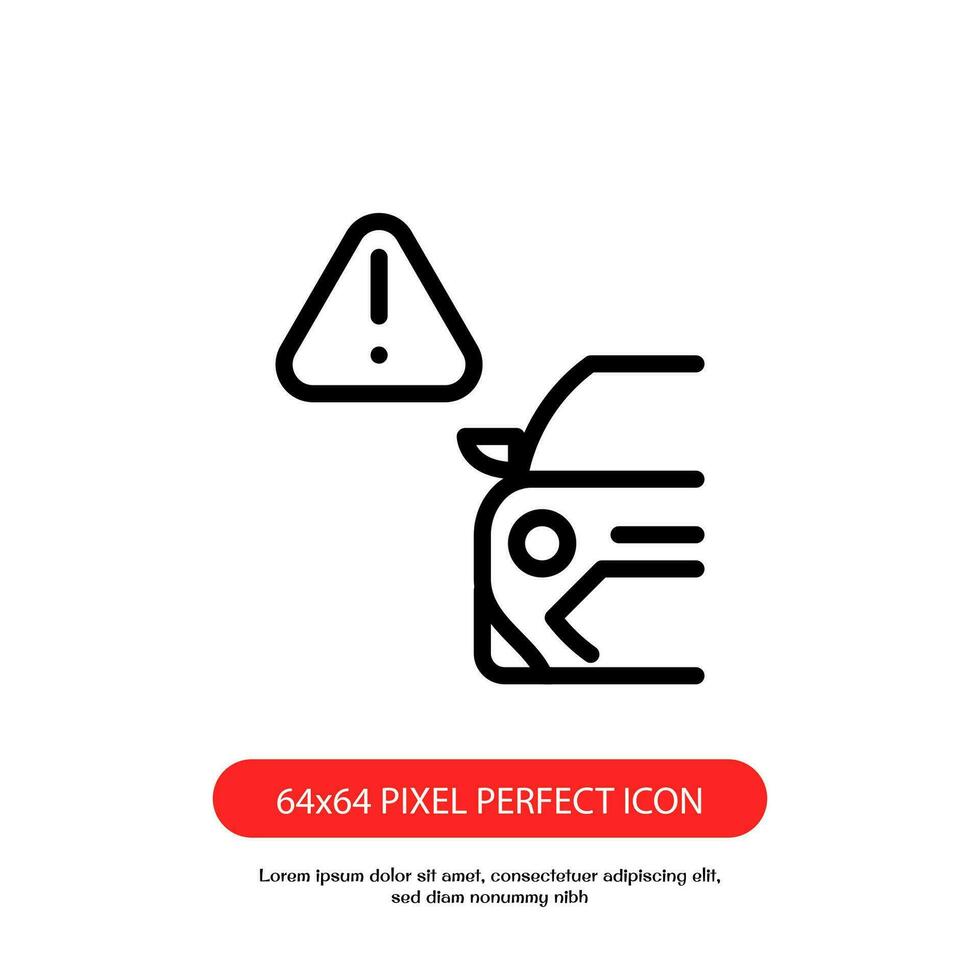 car alert outline icon pixel perfect good for web and mobile vector