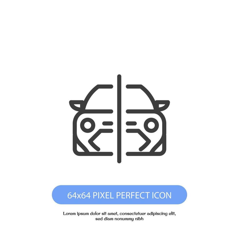 half car outline icon pixel perfect good for web and mobile vector