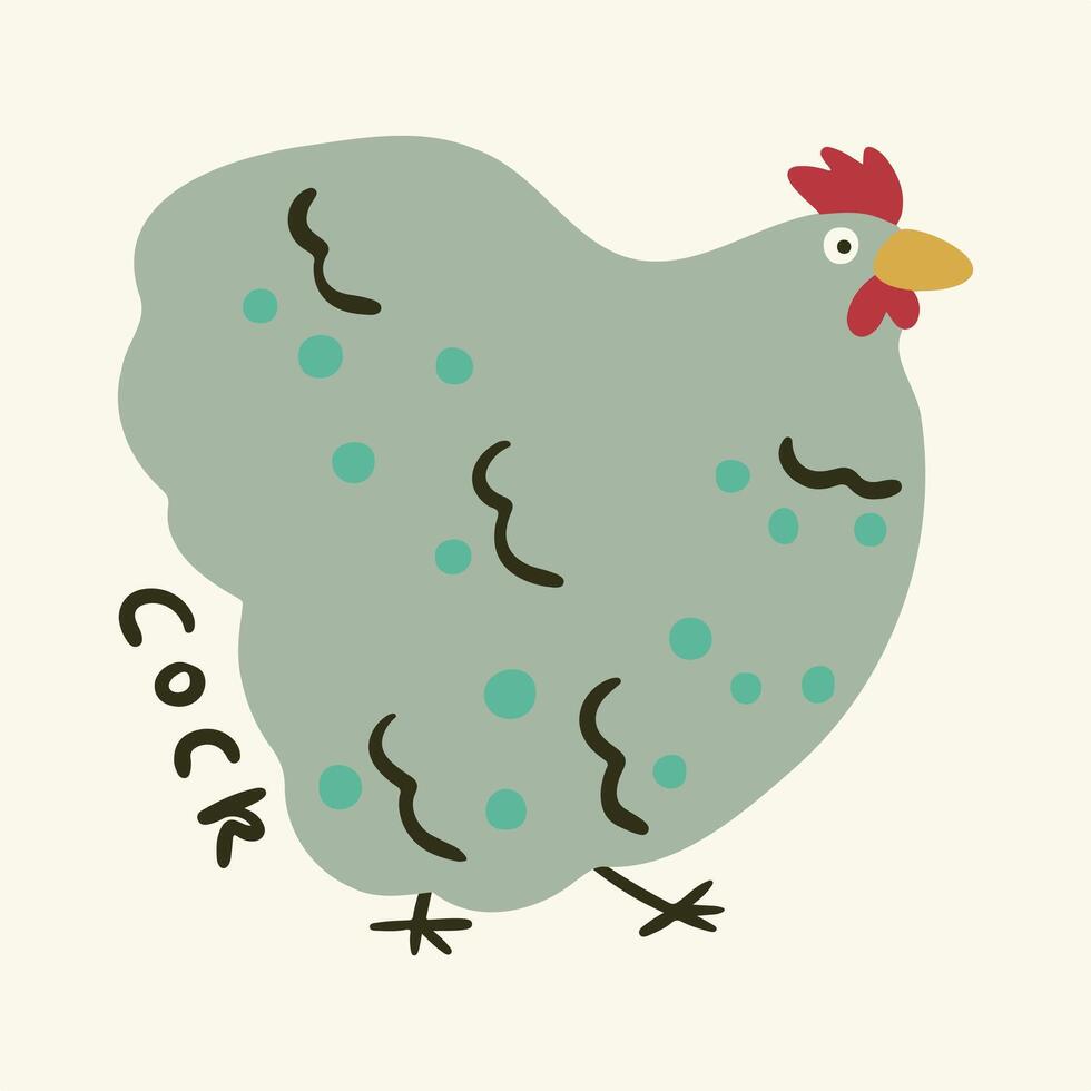 Creative hand drawn cute cock illustration vector