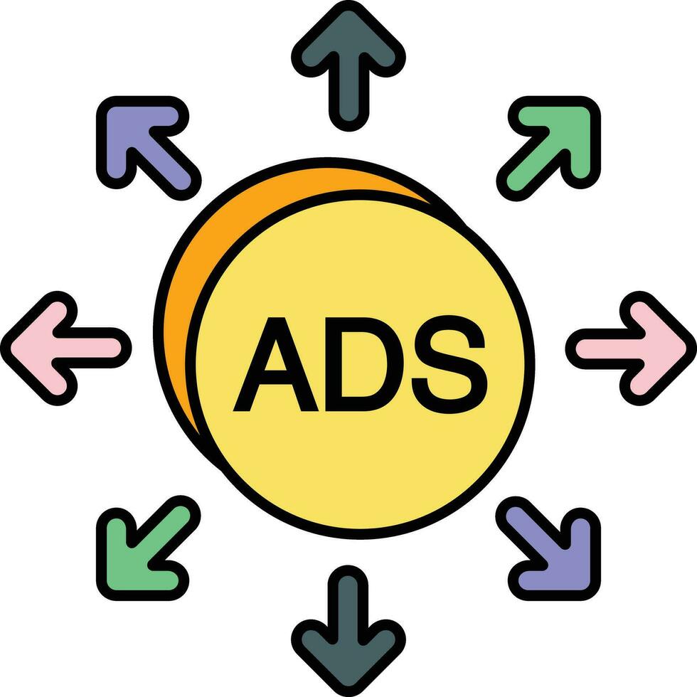 advertising submission color outline icon design vector