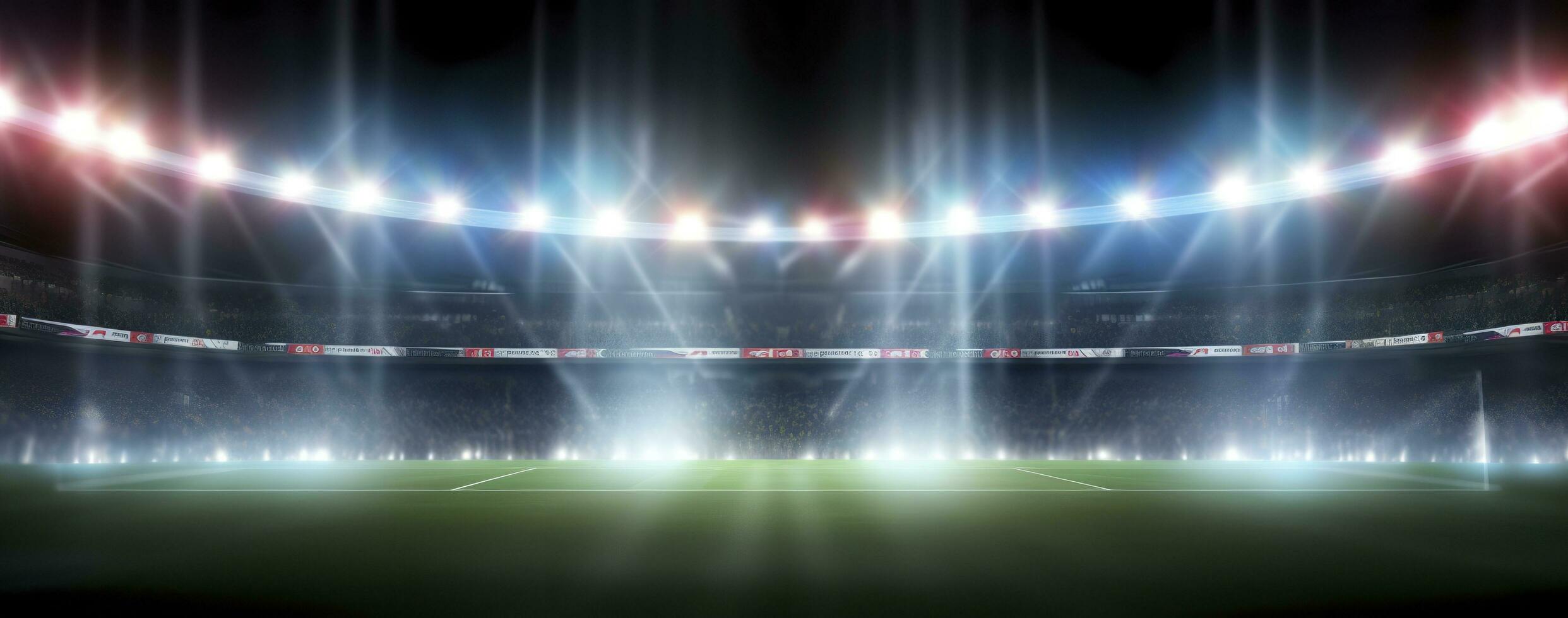 The football stadium at night. Generative AI photo