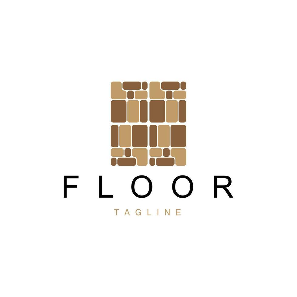 Floor Logo Design for Home Ceramic Decoration with Minimalist Abstract Shapes, Vector Templet Illustration