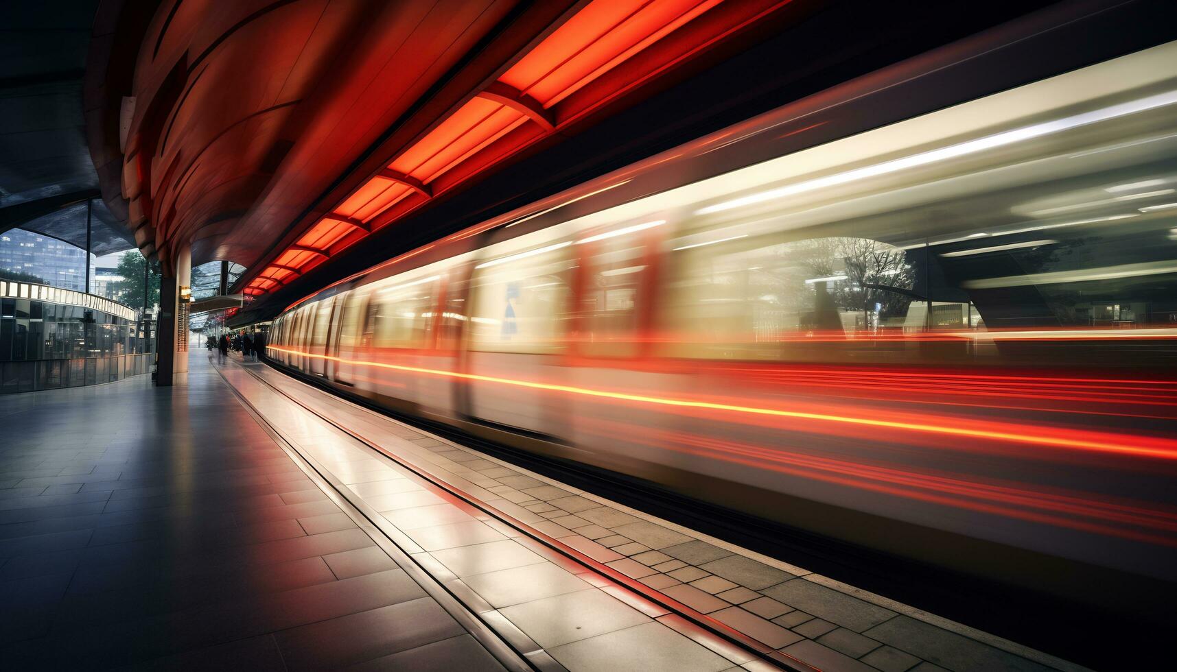 a quiet subway station, empty without passengers Generative AI photo