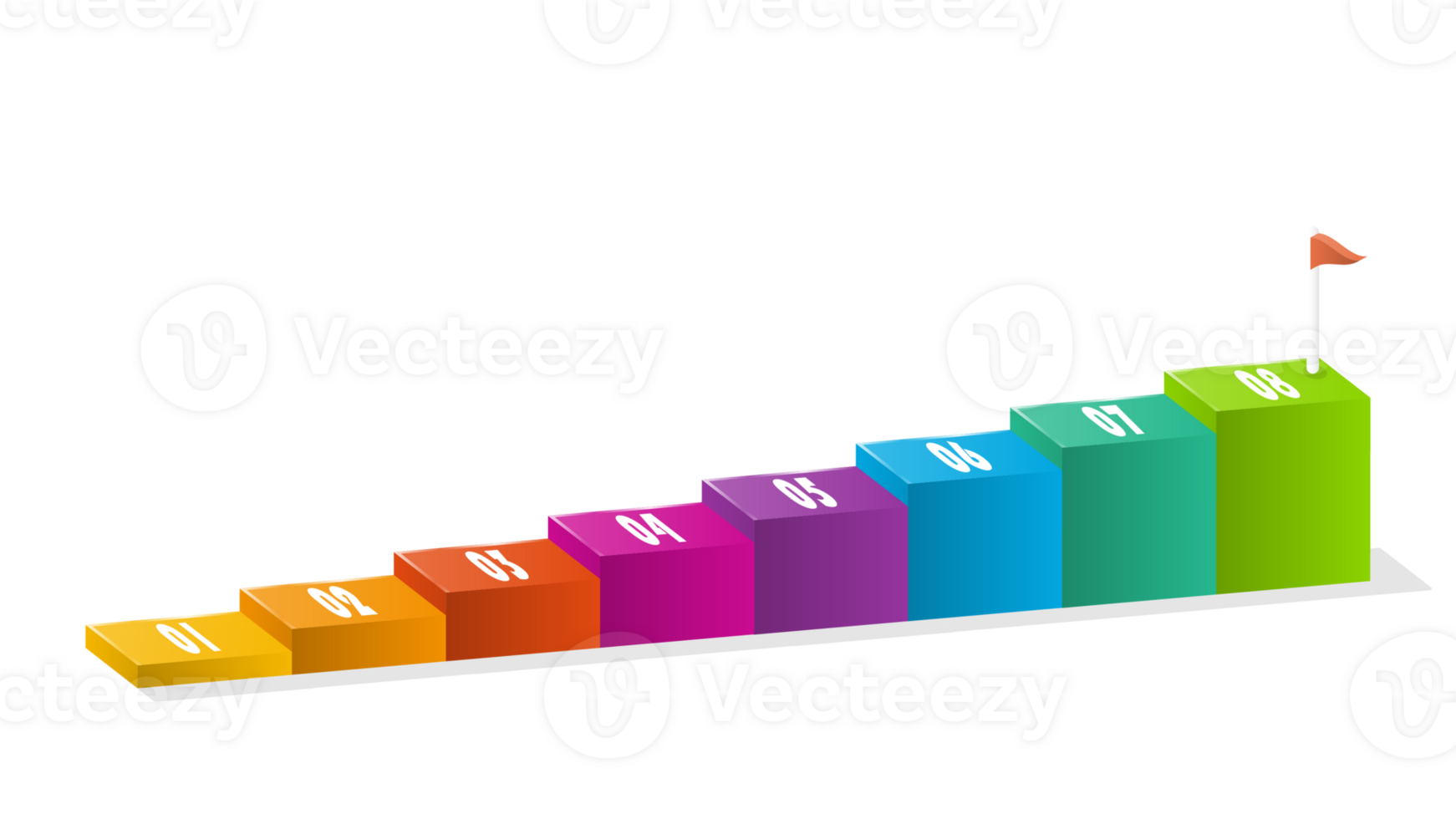 Barra gráfico retangular 3d, infográficos elementos diagrama com 8 passos. png