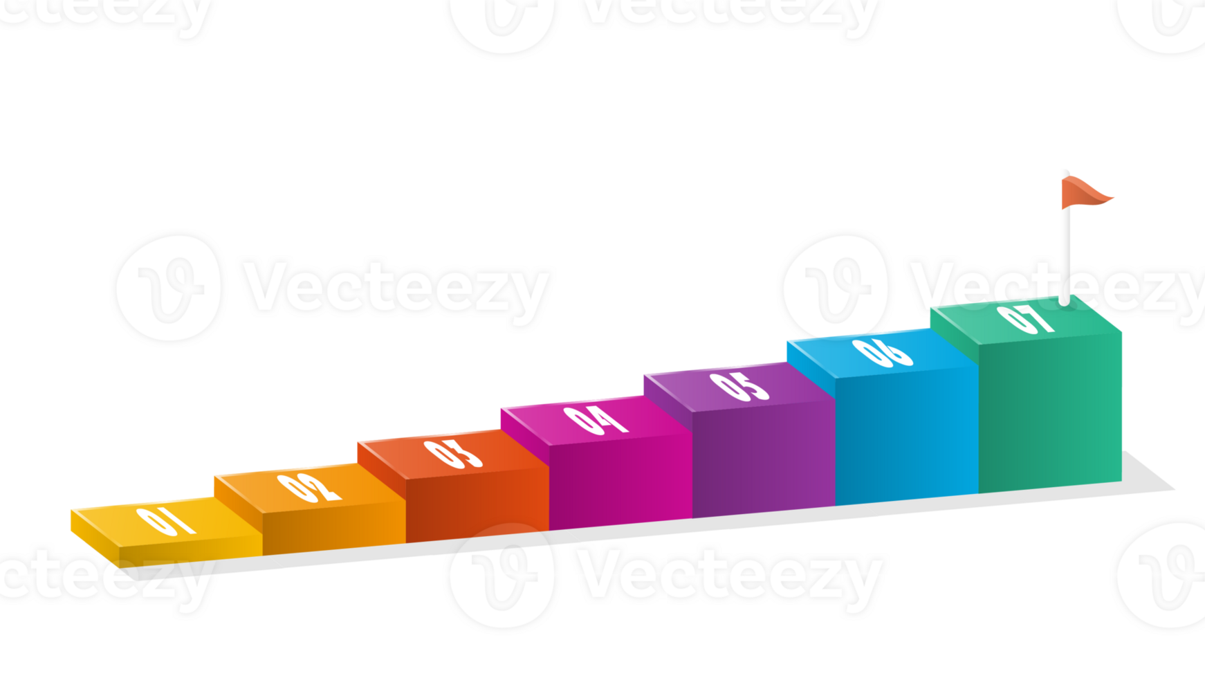 Bar chart rectangular 3d, Infographics elements diagram with 7 steps. png