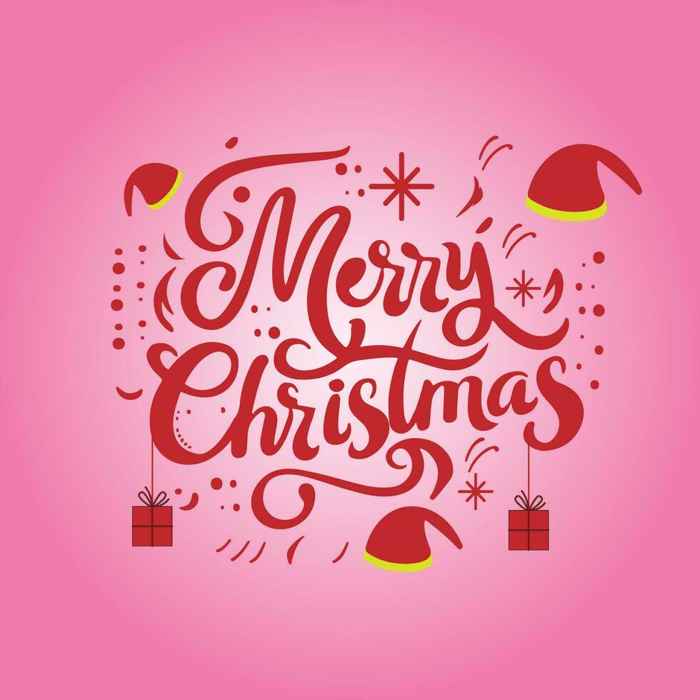 Merry Christmas lettering creative vector art