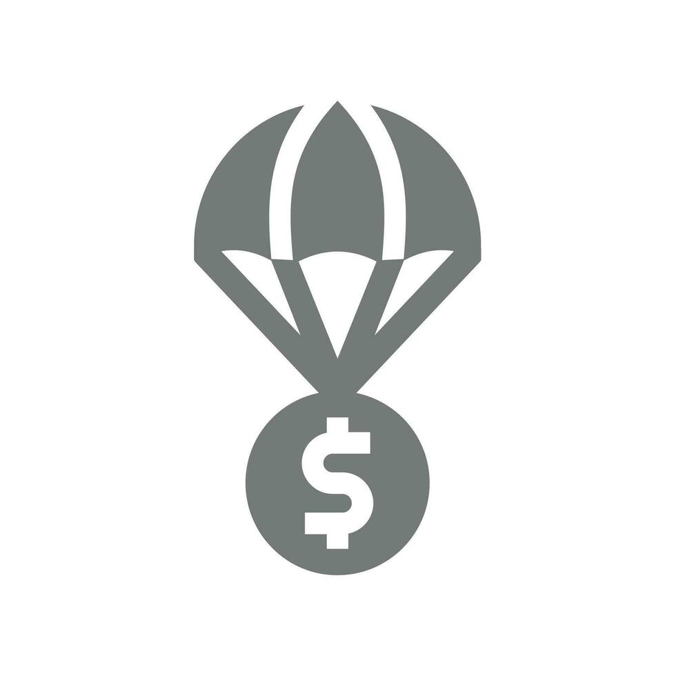 Financial aid and help vector icon. Parachute with money dollar symbol.