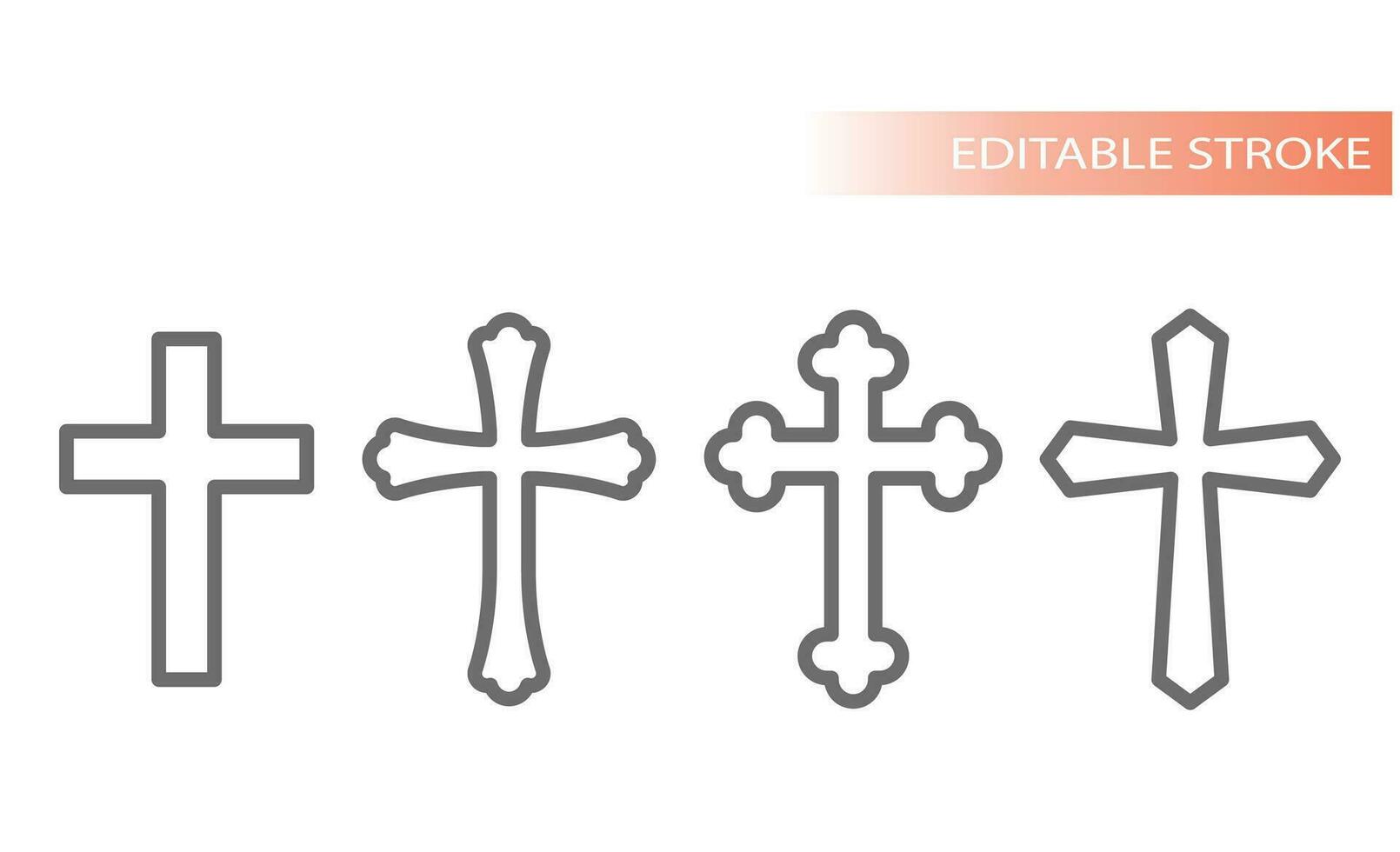 Cristian cross or catholic vector icon set. Church crucifix, Christianity icons.