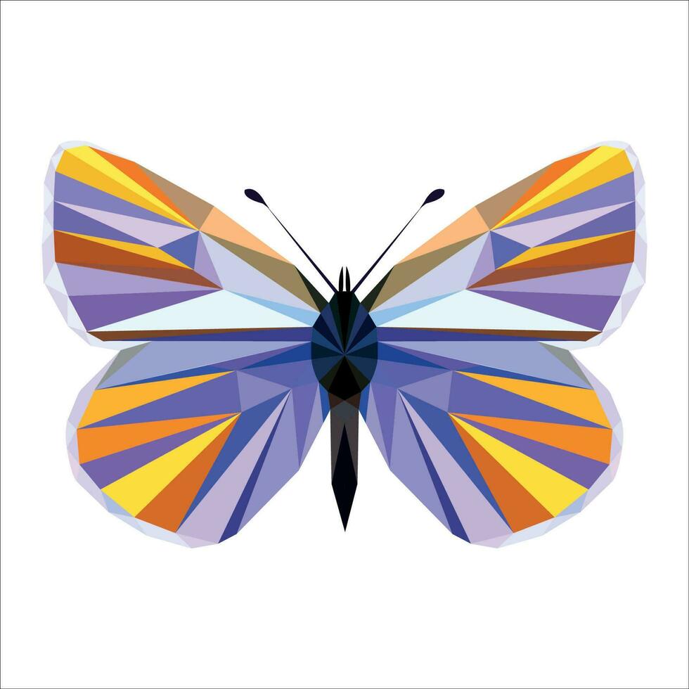 Abstract Wired Low Poly Butterfly on a grey background. vector