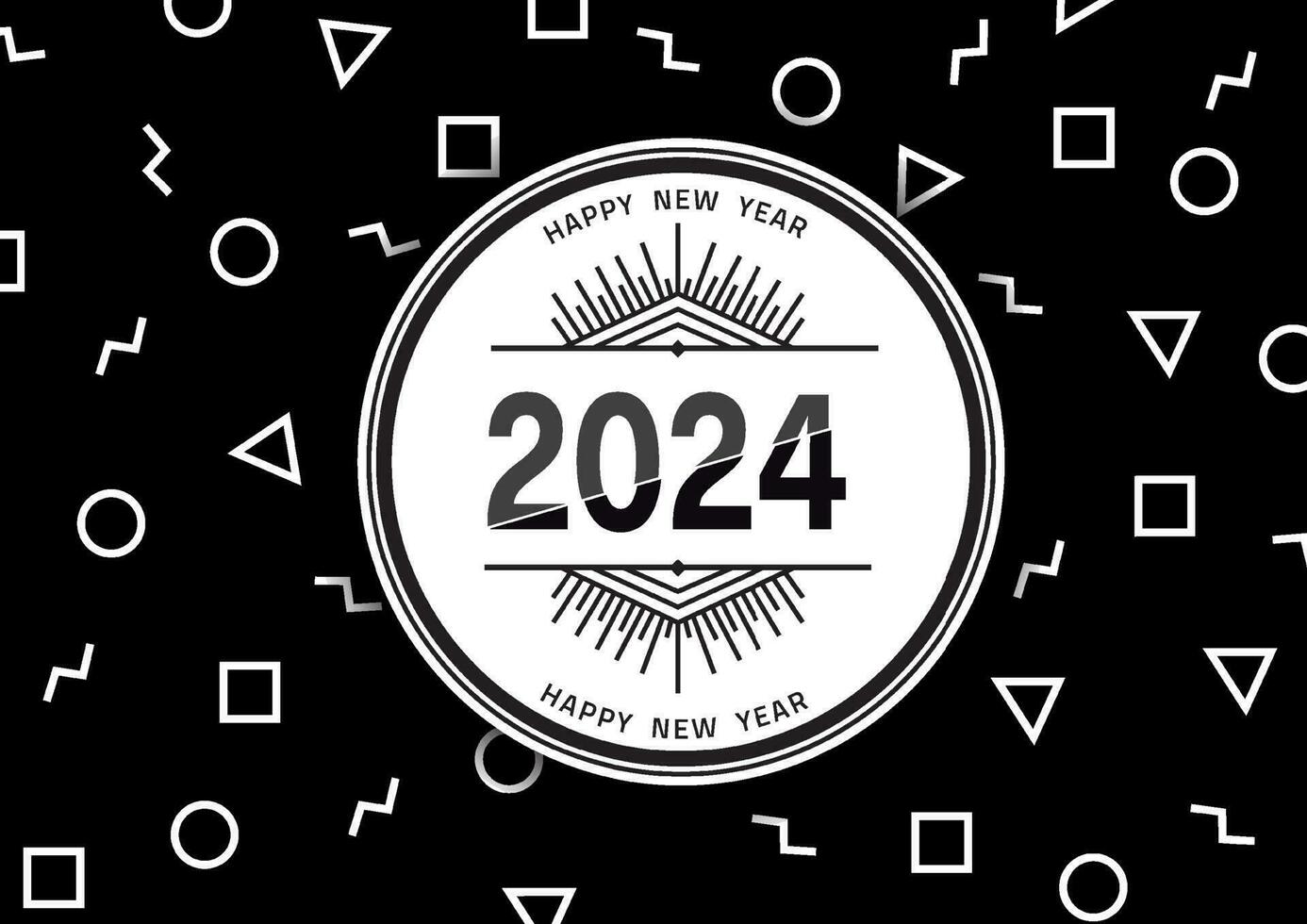 moderno línea Arte 2024 diseño en vector ilustración. contento nuevo año 2024 tipografía diseño con elegante estilo en blanco antecedentes. mínimo concepto de 2024 año diseño