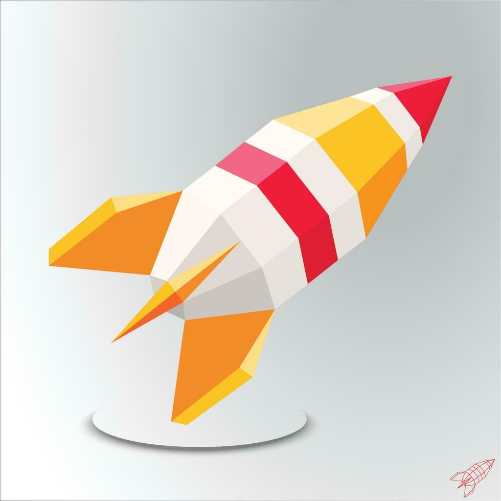 Low poly Rocket launch vector illustration