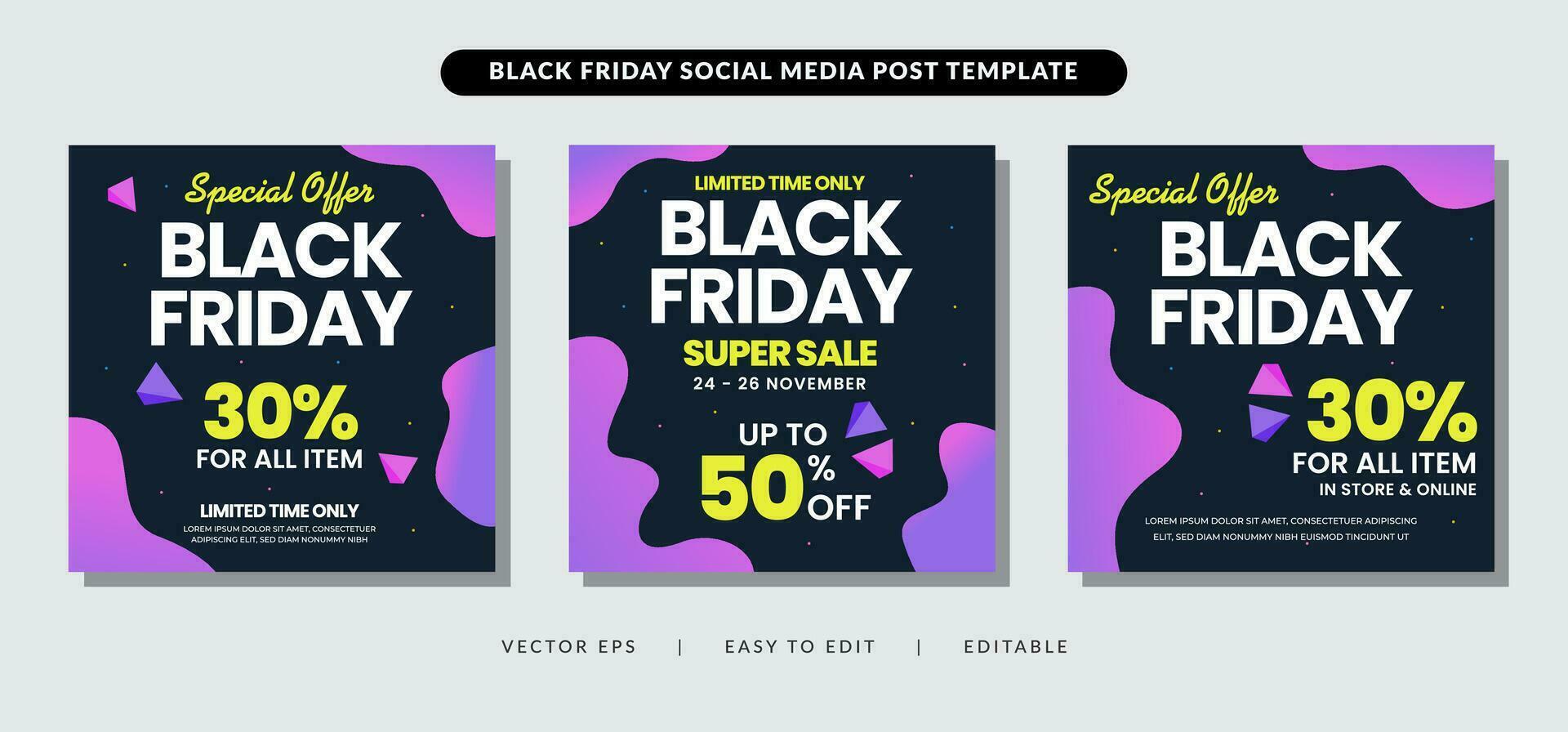 black friday Fashion Sale social media post modern design template vector