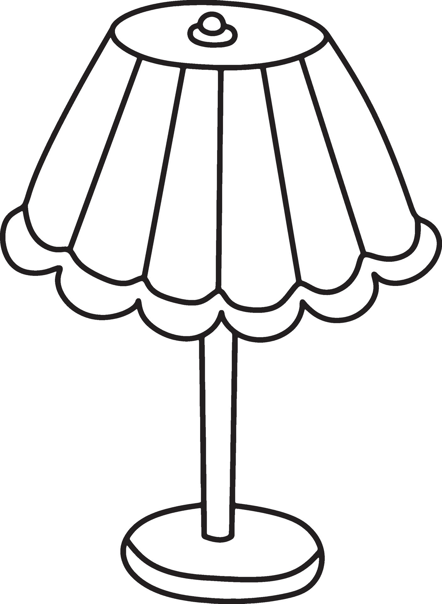 Doodle Outline Vector Illustration of a Lamp with Flowers. Cute