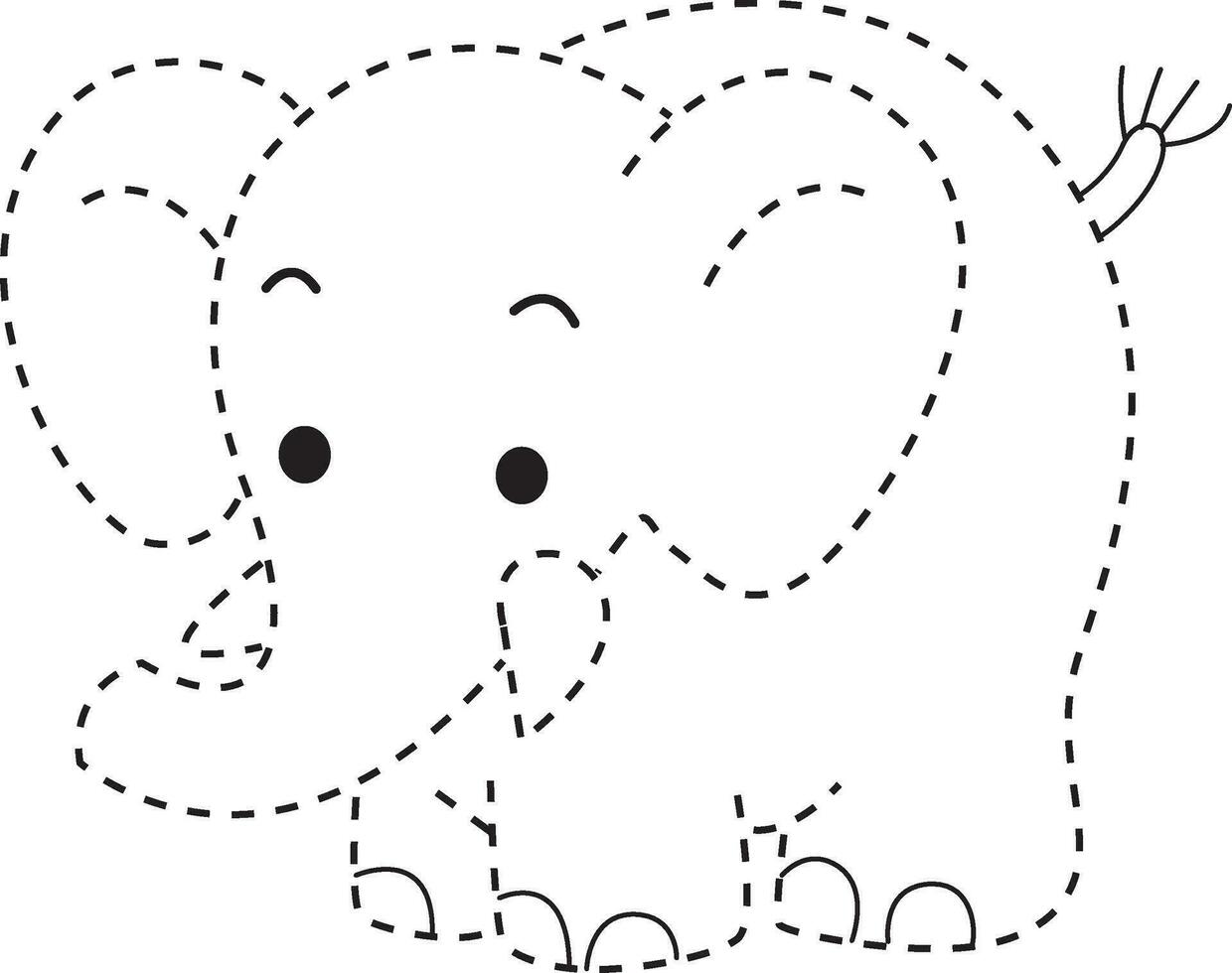 elephant patched practice draw cartoon doodle kawaii anime coloring page cute illustration drawing clip art character chibi manga comic vector