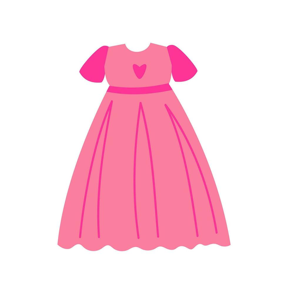 Pink dolls dress. Cute pink icon. Vector illustration.
