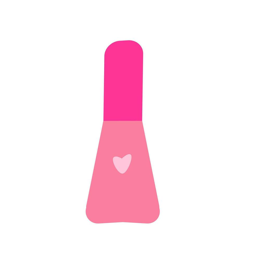 Pink dolls nail polish, enamel. Cute pink icon. Vector illustration