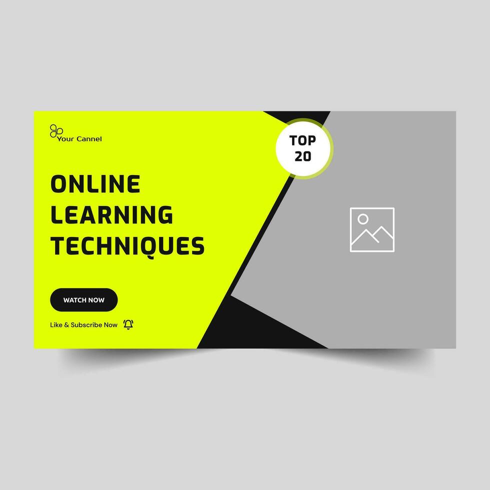 Creative online learning video material video thumbnail design, study tips and techniques, fully editable vector eps file format