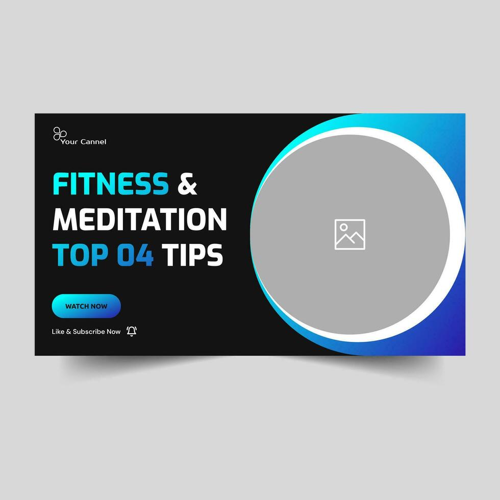 Creative fitness video thumbnail design, yoga and meditation thumbnail concept, Vector eps 10 file format