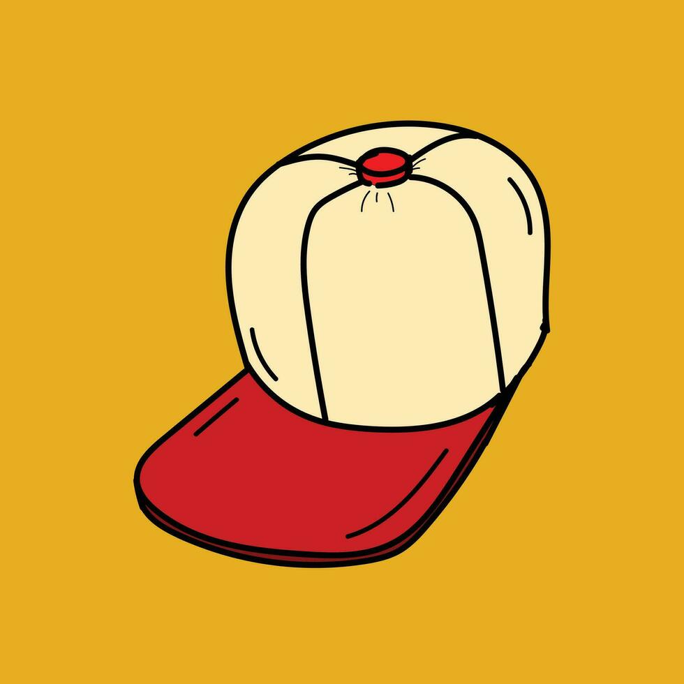 Drawing of a flat baseball cap. Hand drawn illustration of a boy's cap, school cap vector