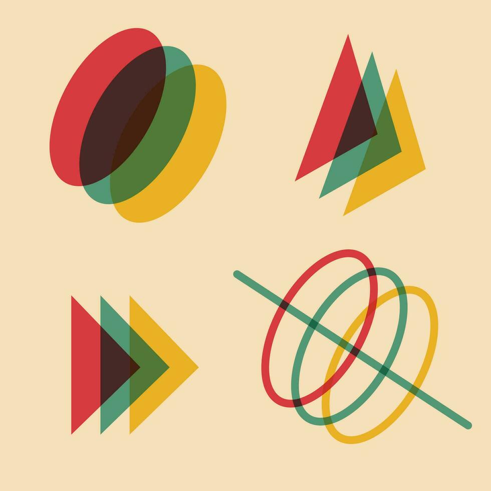 Risoprint effect. Vector geometric shapes. Graphic element for fabric, textile, clothing, wrapping paper, wallpaper, poster