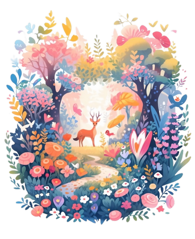 Fairytale magic fairy garden, beautiful fantasy floral, AI generated png