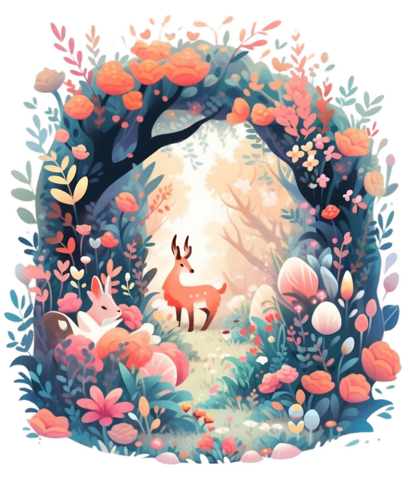Fairytale magic fairy garden, beautiful fantasy floral, AI generated png