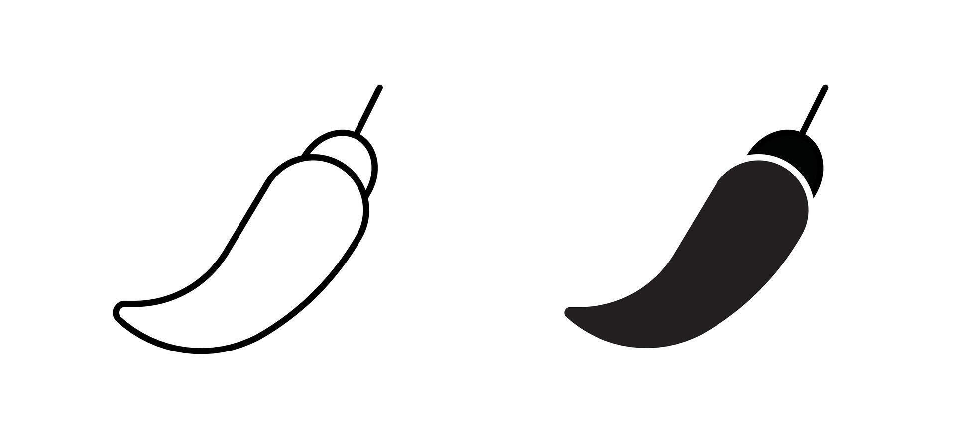 Spicy chili hot pepper icons. Spicy and hot. Hot natural chili pepper