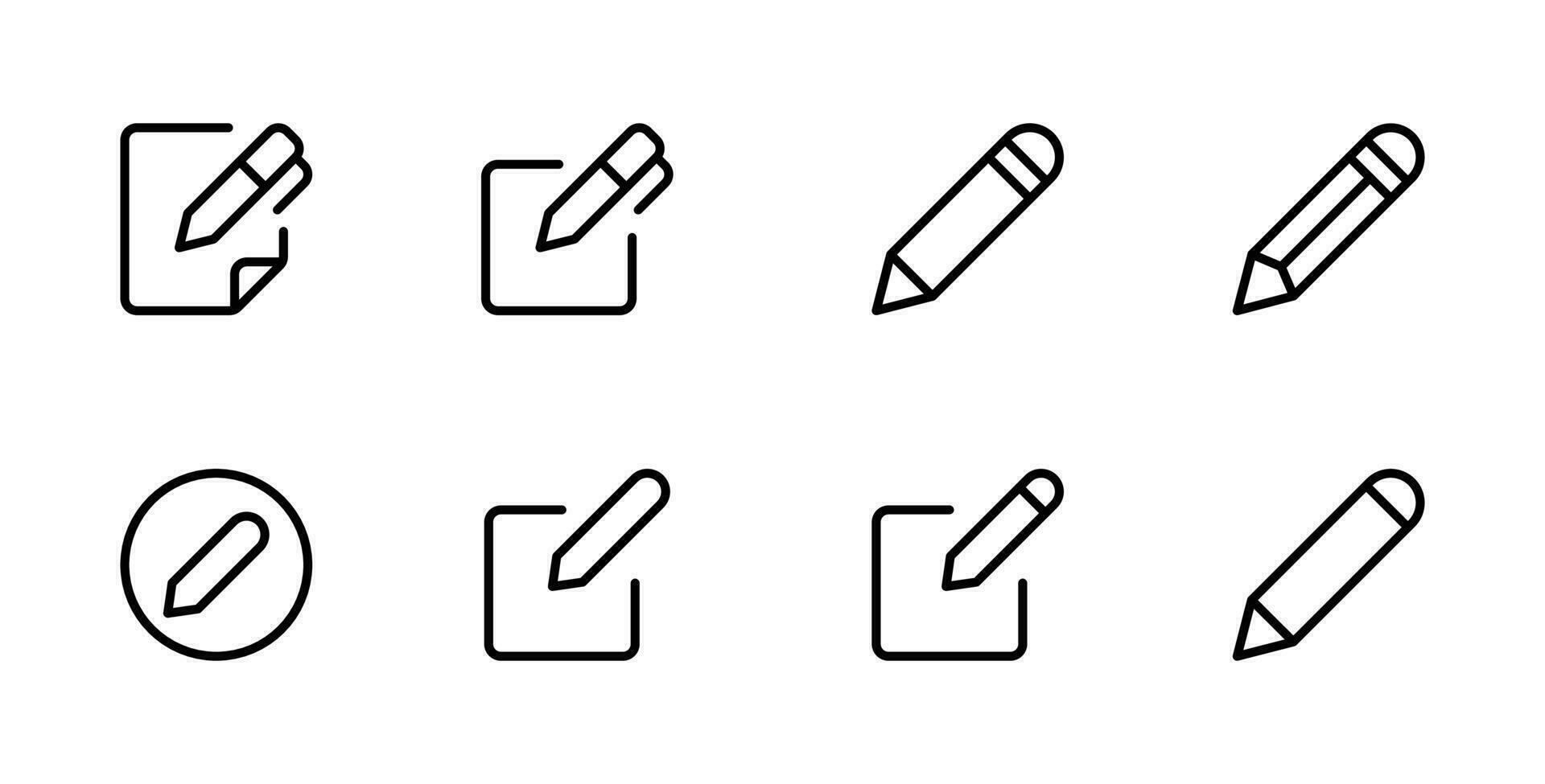 bloc editar bolígrafo icono, crear modificar bolígrafo firmar botón, lápiz icono, firmar arriba icono - edición texto archivo documento iconos escritura Nota símbolo vector ilustración.