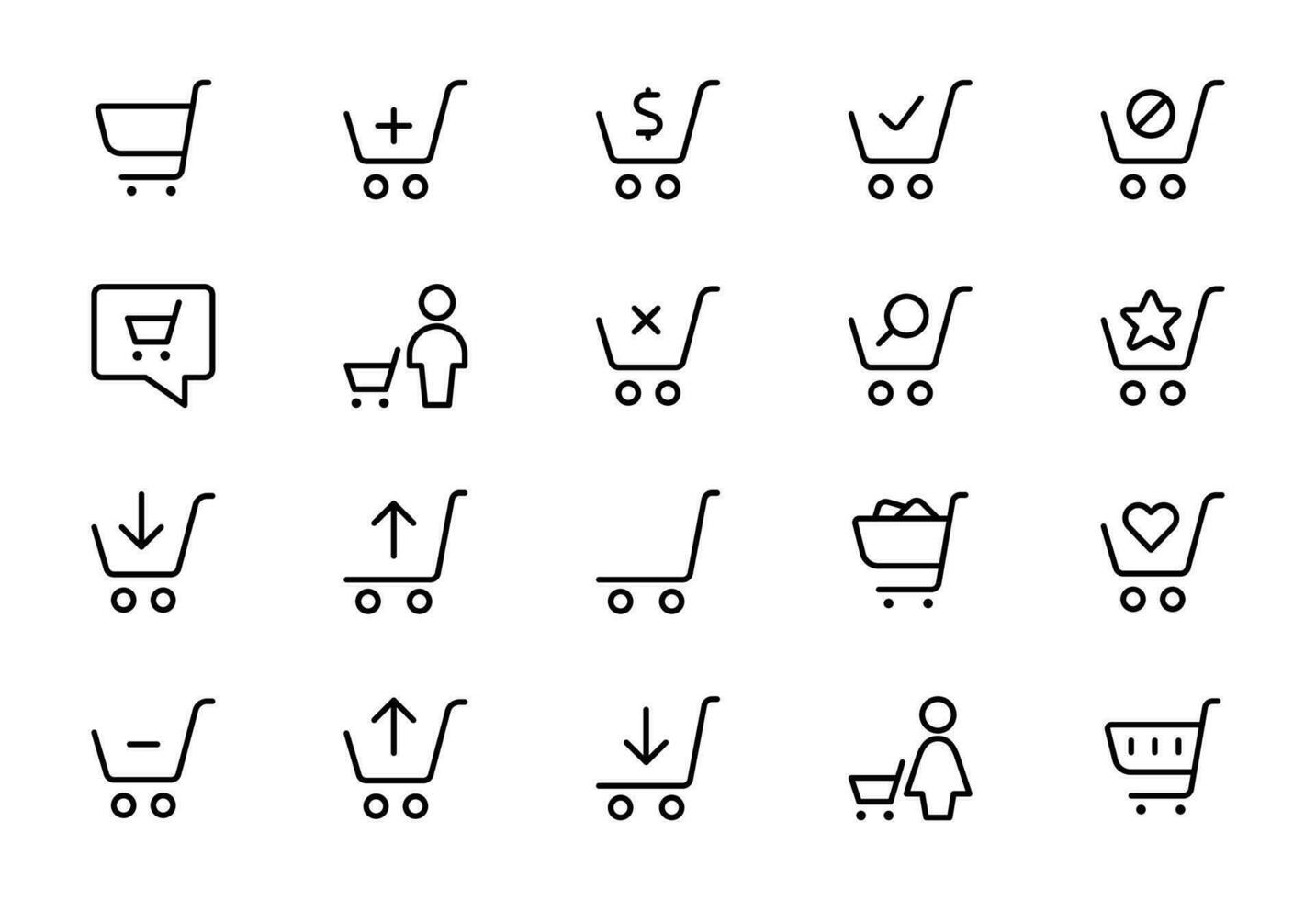 conjunto de iconos de carrito de compras, símbolo de carrito de compras lleno y vacío, tienda y venta, ilustración vectorial vector