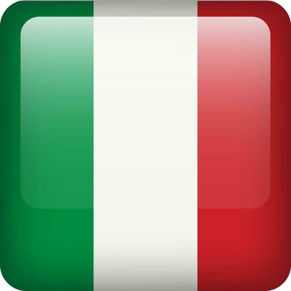 Italy flag button. Square emblem of Italy. Vector Italian flag, symbol. Colors and proportion correctly.