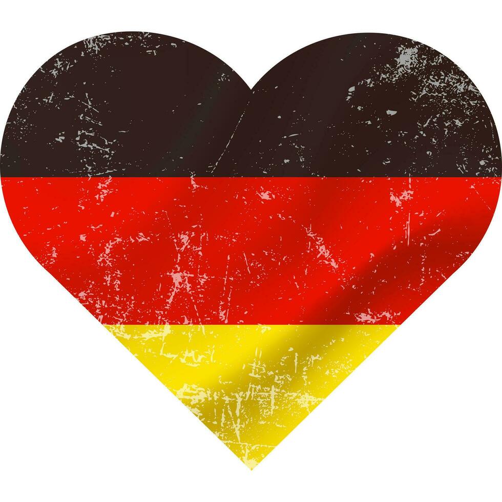 Alemania bandera en corazón forma grunge antiguo. alemán bandera corazón. vector bandera, símbolo.
