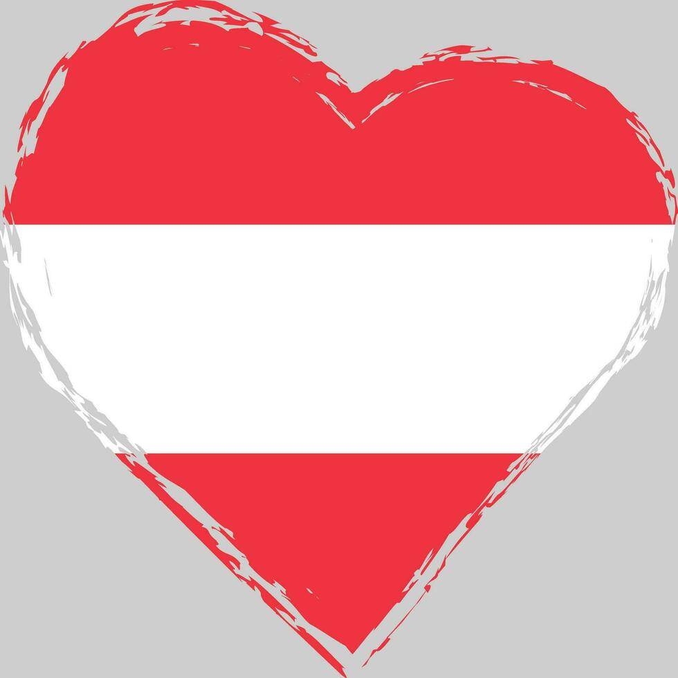 Austria flag in heart shape grunge brushstroke. Austrian brush stroke flag heart. Vector flag, symbol.