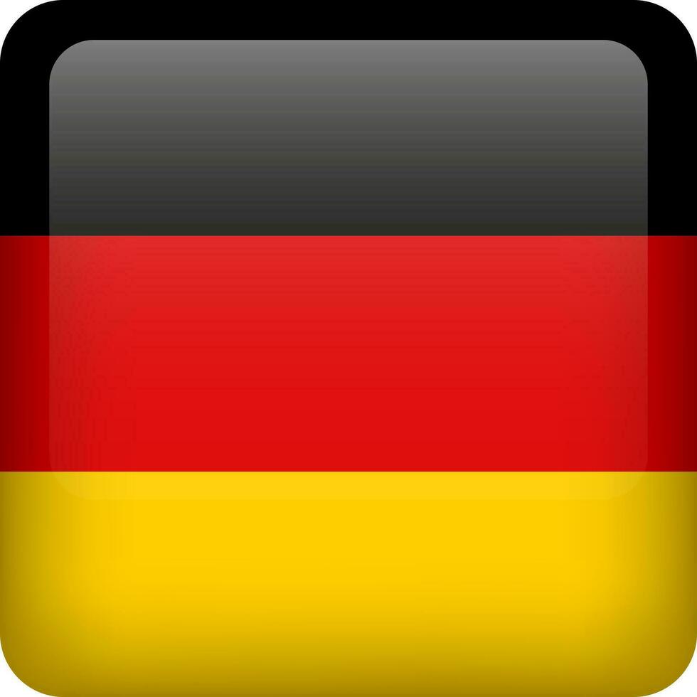 Germany flag button. Square emblem of Germany. Vector German flag, symbol. Colors and proportion correctly.