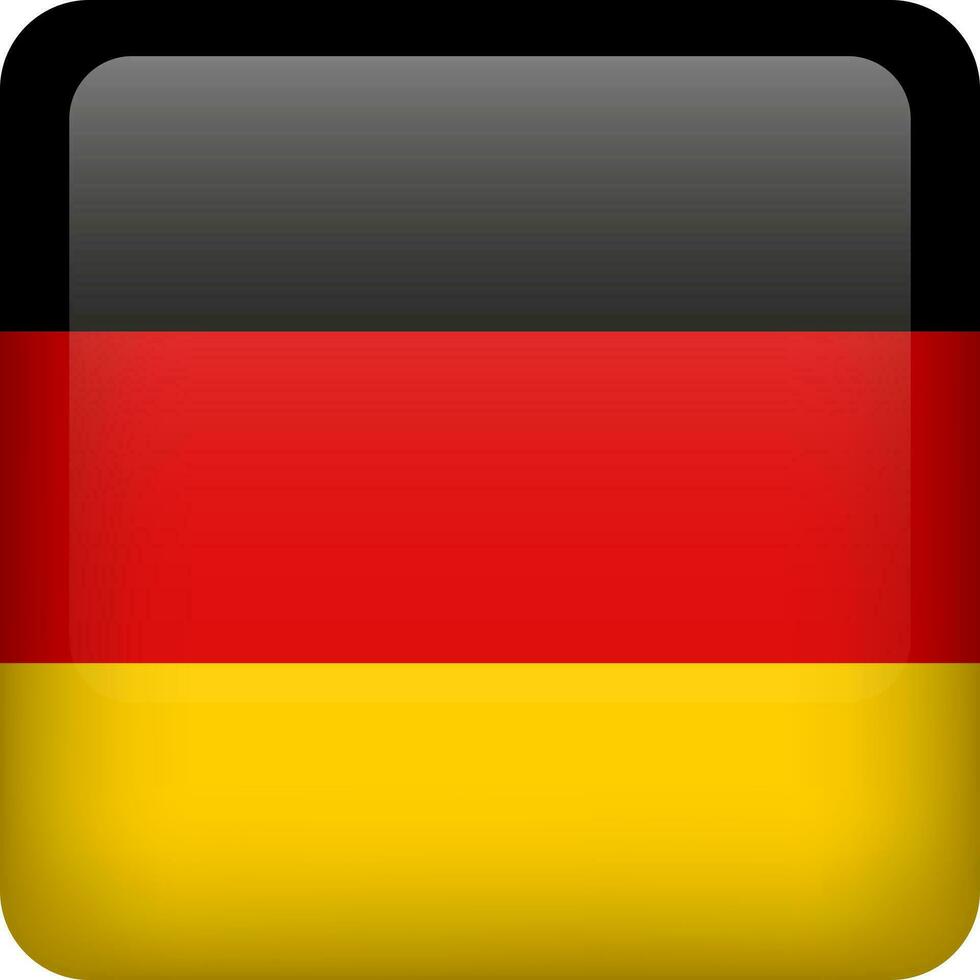 Germany flag button. Square emblem of Germany. Vector German flag, symbol. Colors and proportion correctly.