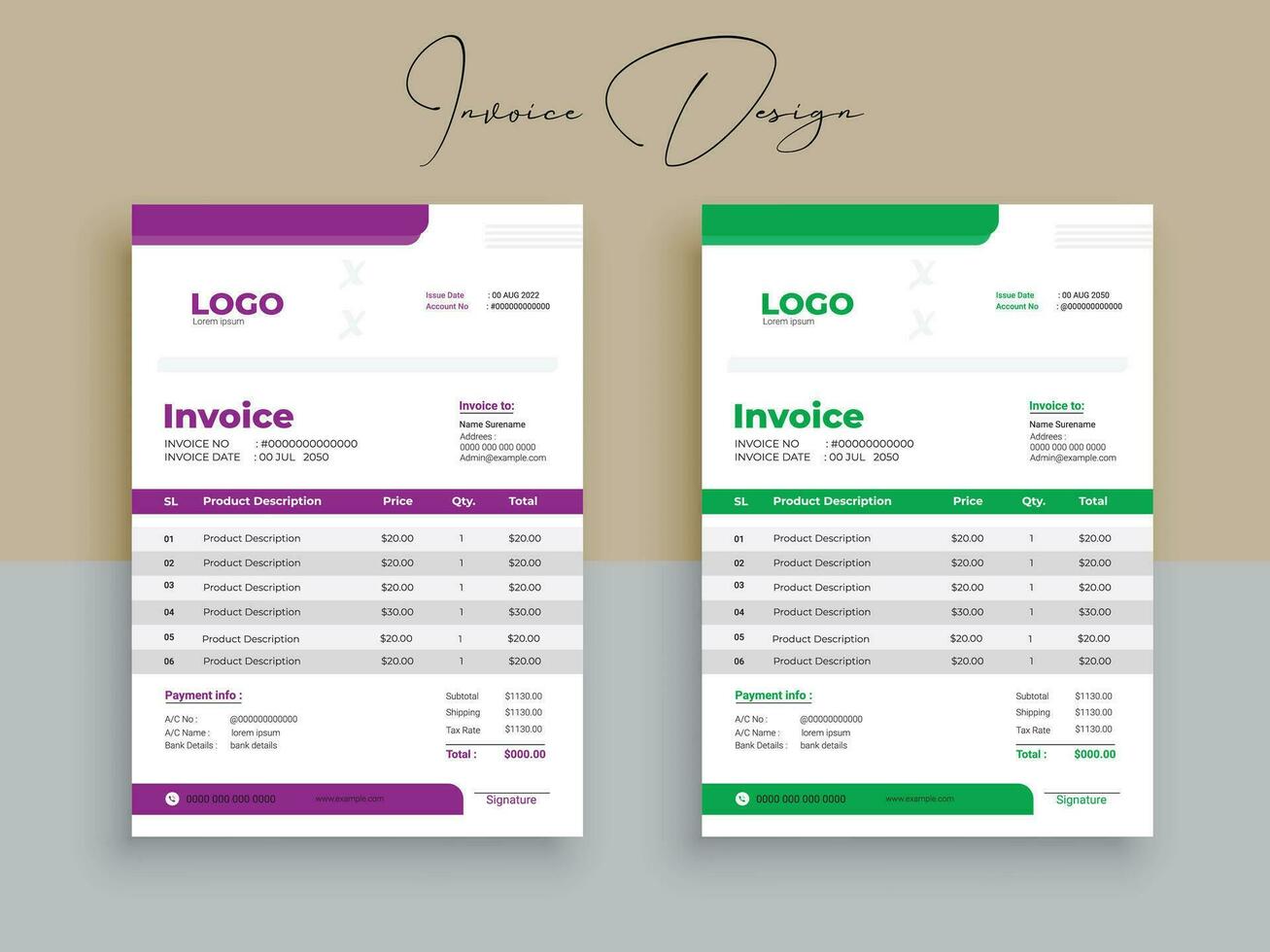 Business invoice form template. Invoicing quotes, money bills or pricelist and payment agreement design templates. Tax form,  bill graphic or payment receipt. vector