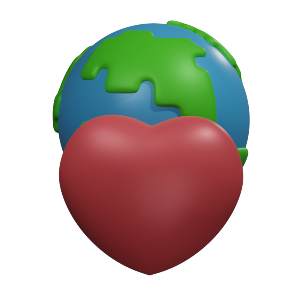 3d render illustration Love Mother Earth Day Icon plant png