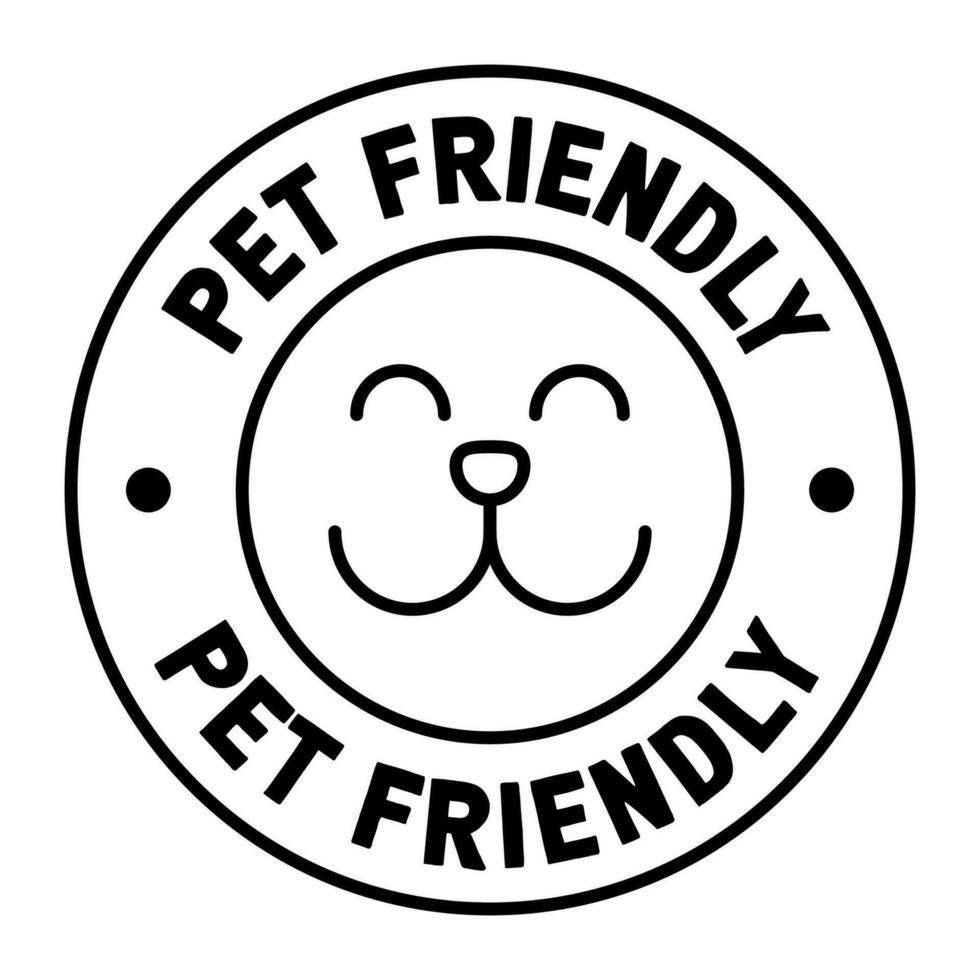 Pet friendly badge stamp. This space allows mascots. Dogs and cats are welcome. vector