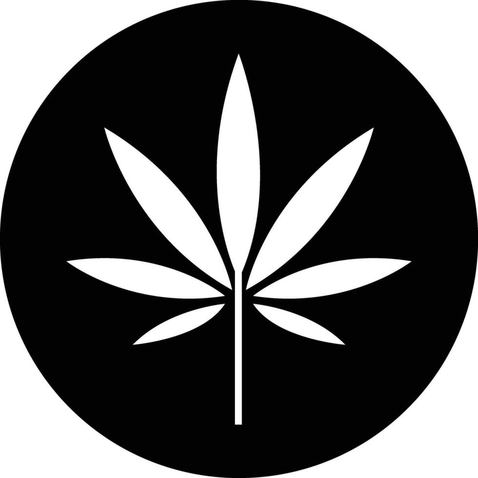 Cannabis leaf icon. hemp marijuana leaf vector symbol in black color. CBD weed leaf sign herbal nature organic Isolated flat and line symbol for web site Computer and mobile.