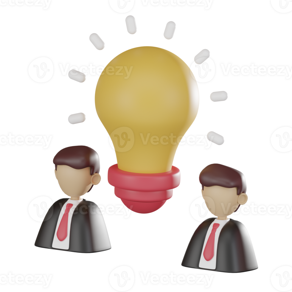 Businessman with Light Bulb Icon - Creative for Startups and Innovation 3D render png