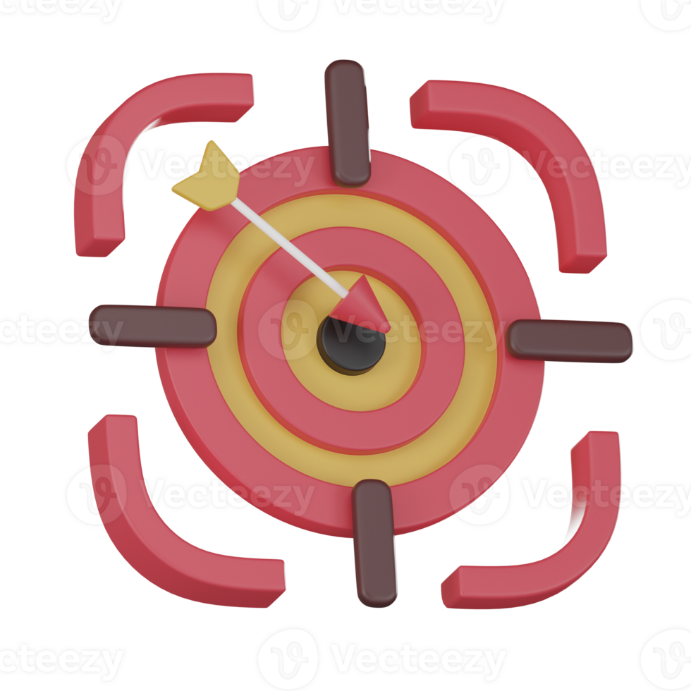 mirino freccia bersaglio precisione scopo strategia 3d rendere. png