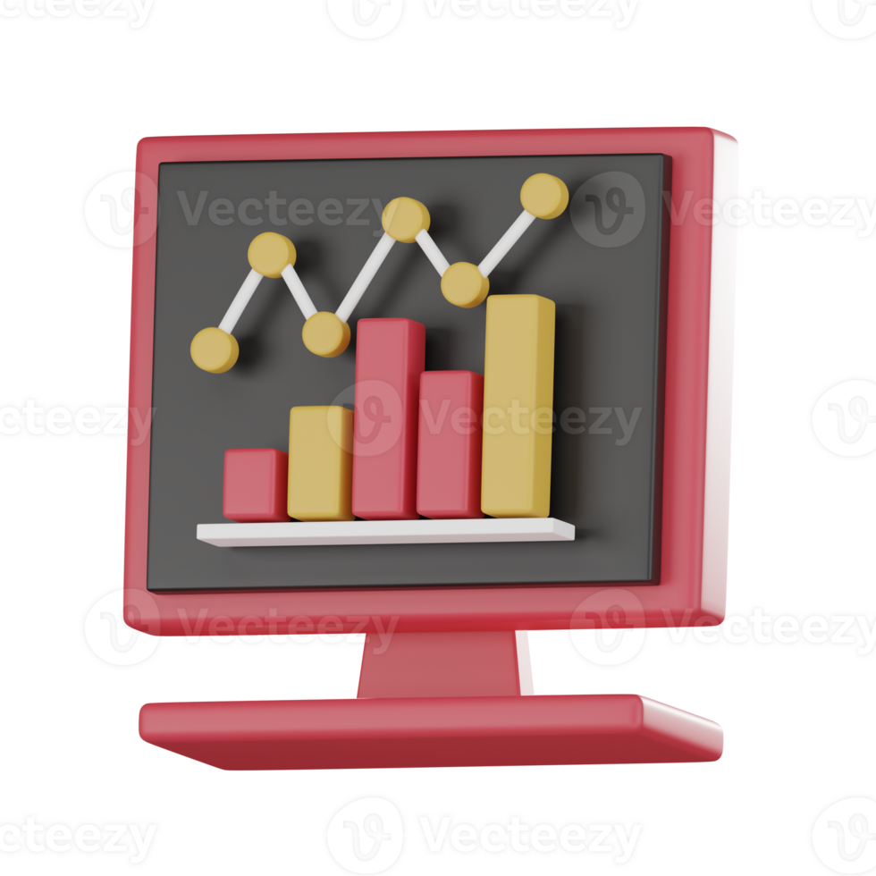 Business Growth Strategy Chart on Computer Screen 3d render. png