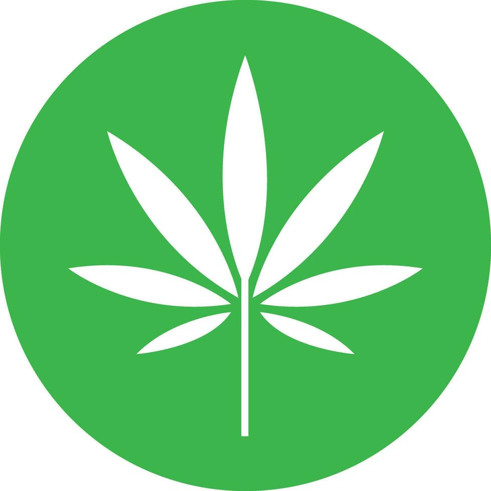 Cannabis leaf icon. hemp marijuana leaf vector symbol in green color. CBD weed leaf sign herbal nature organic Isolated flat and line symbol for web site Computer and mobile.