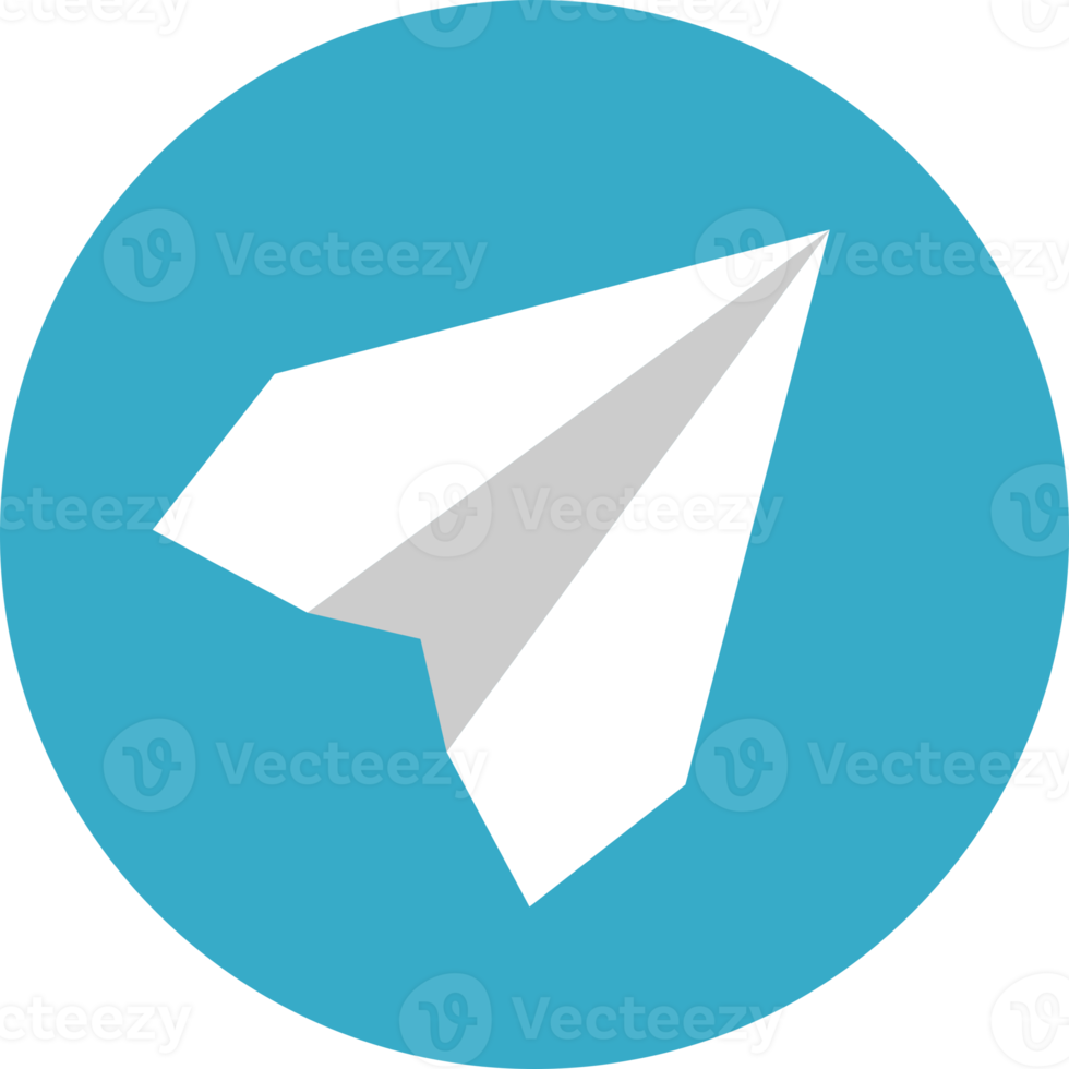 origami paper airplane in blue circle icon png