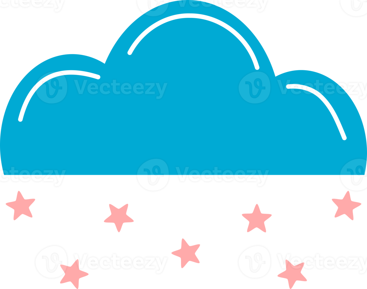 cute cloud with rain stars falling icon png