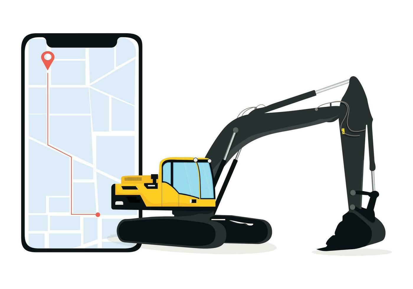 excavator on the background. vector illustration