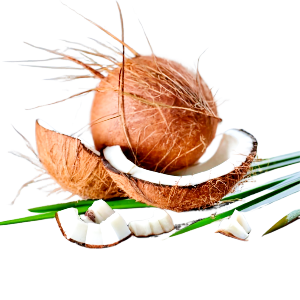 Coconuts and palm leaves. AI Generative png