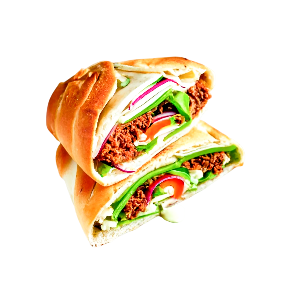 Sandwich with meat and vegetables.AI Generative png
